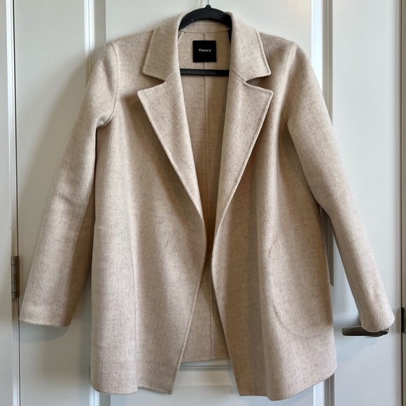 theory wool sileena double face open coat